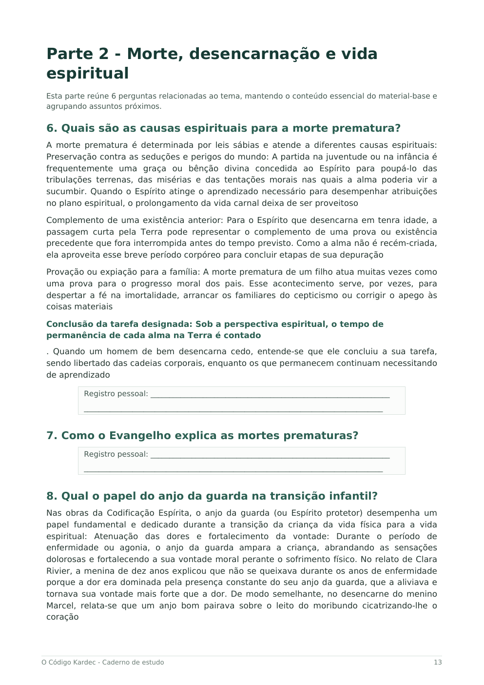 Página real da cartilha: Morte e vida espiritual